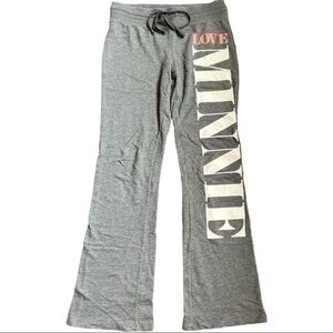 Disney size medium Love Minnie gray pink & white light sweat pants, drawstring